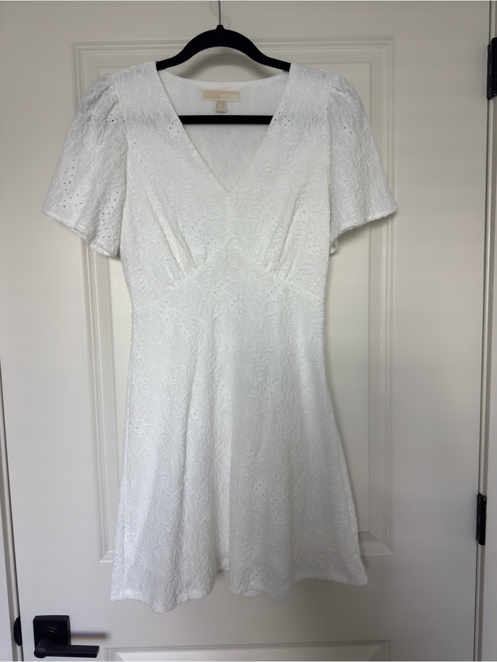 Michael Kors White Eyelet V-Neck Dress